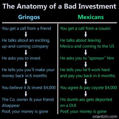 Meme - Anatomy of a bad investment: Gringos vs Mexicans