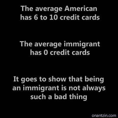 Meme - Average number of credit cards, per American vs Immigrant